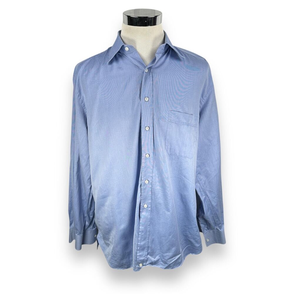 Marol Bologna Dress Shirt Men’s 43 / 17 Blue Cotton Formal Italy Long Sleeve‎